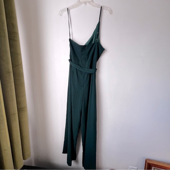 Petal & Pup Leyton Emerald Green One Shoulder Wide Leg Belted Jumpsuit 12 - Picture 11 of 11